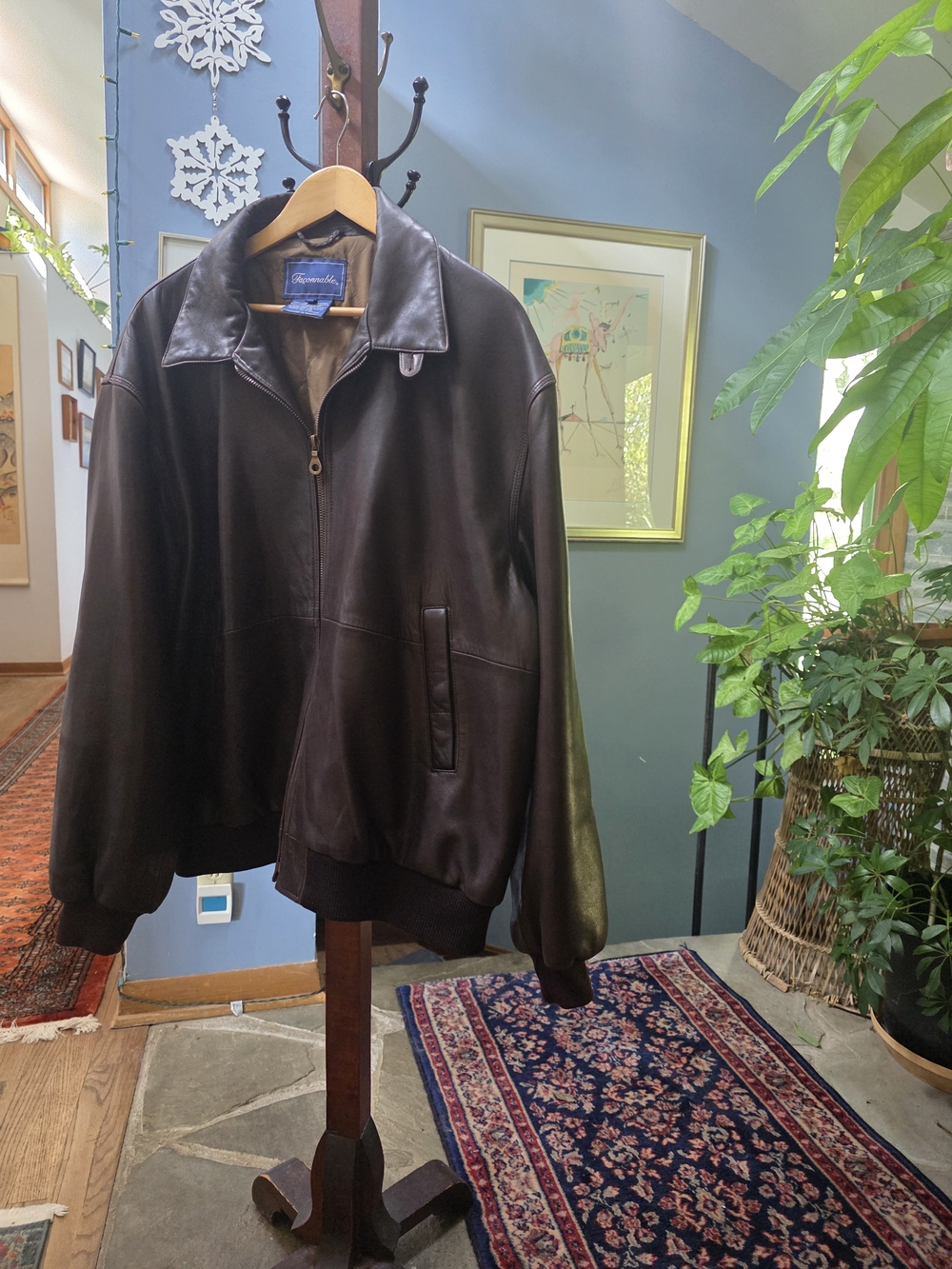FRENCH VINTAGE FACONNABLE LAMB LEATHER JACKET XL - Picture 14 of 16
